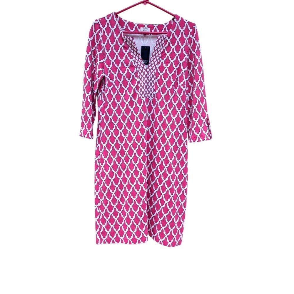 Crown & Ivy™3/4 Split Sleeve Lattice Print Dress